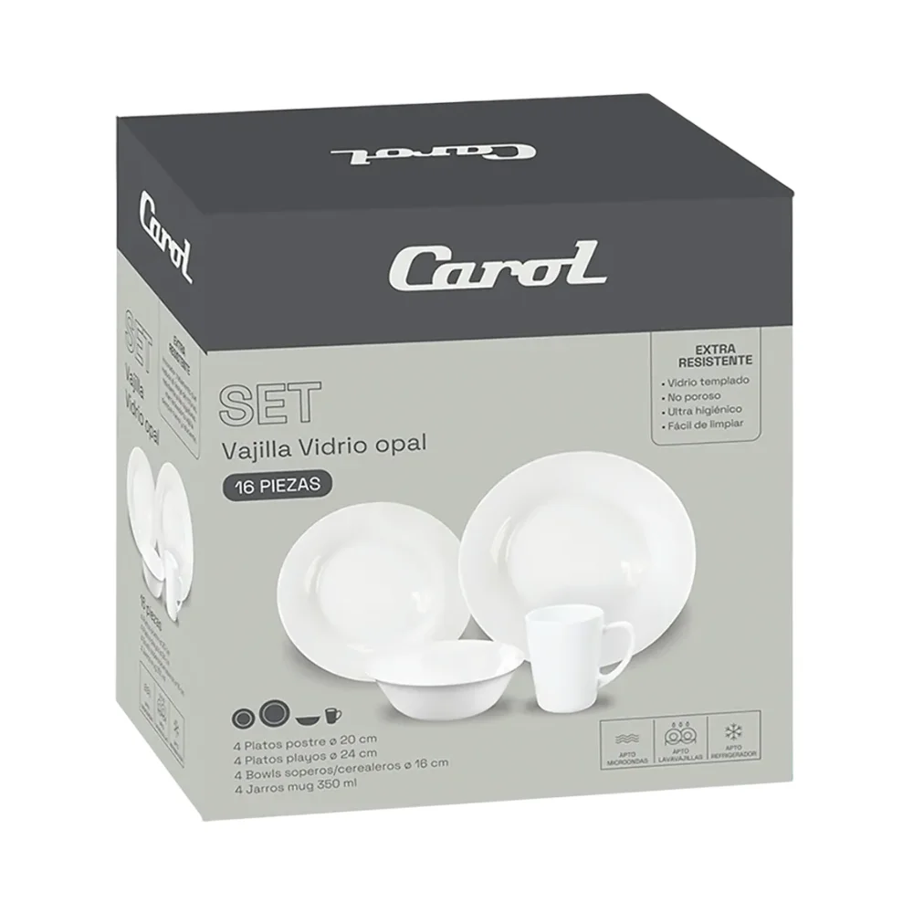CAROL SET VAJILLA OPAL BLANCO